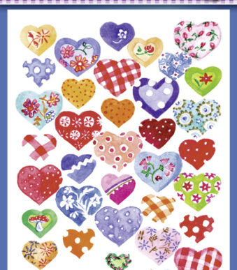 Creatieve stickervellen 'Hartjes', met glitters, gekleurd