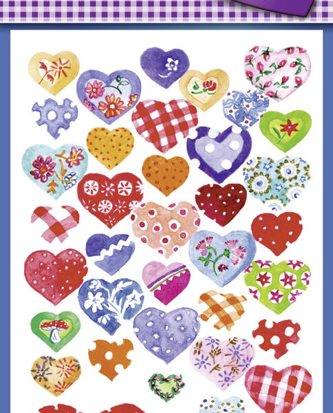 Creatieve stickervellen 'Hartjes', met glitters, gekleurd