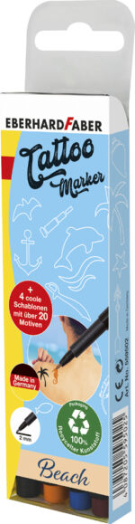 EBERHARD FABER set tattoopennen Beach, 4 stuks in doosje