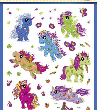 Eenhoorn Glitterstickers voor Kinderen, Gekleurd