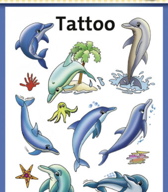 Gekleurd kindertatoeage 'Dolfijnen'