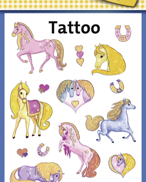 Kleurrijke kindertattoos 'Paarden'