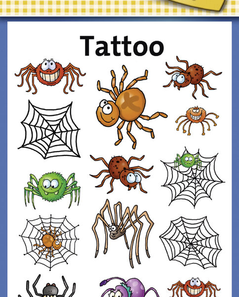 Gekleurde tijdelijke tatoeages 'spinnen' voor kinderen