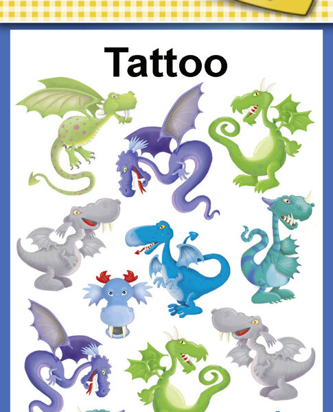 Kleurrijke tijdelijke tattoos voor kinderen met drakenmotief