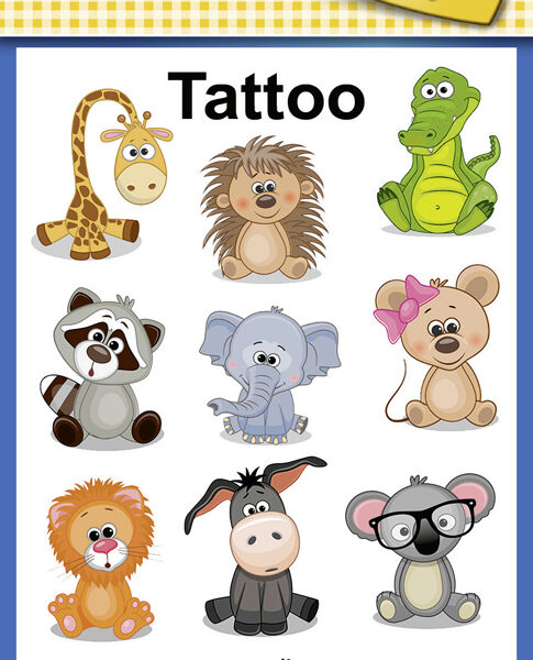 Kleurrijk kindertattoo ZDesign: koala, kikker, giraf