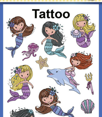 Meermin Kinder Tijdelijke Tatoeages, Gekleurd