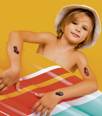 Kinder-Tattoos 'Raceauto's', zwart/rood