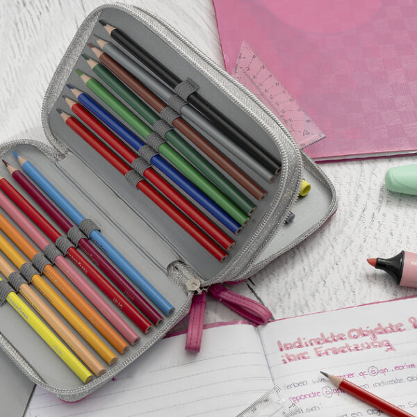 EBERHARD FABER schooletui Double Decker, 30-delig, roze
