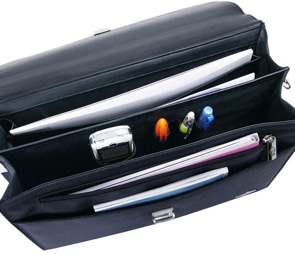 Elegante damesaktetas van kunstleer en nylon, zwart