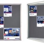 Vitrinekast ECO voor 6x A4-formaat, viltachterwand, grijs