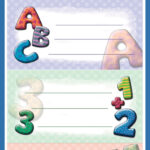 Etiketten voor schoolboeken 'ABC', gekleurd assortiment