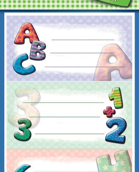 Etiketten voor schoolboeken 'ABC', gekleurd assortiment