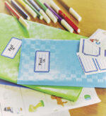 Blauwe Schooletiketten 'Lijnen'