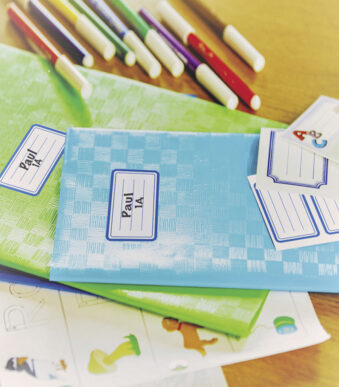 Blauwe Schooletiketten 'Lijnen'