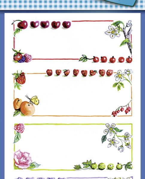 Huishoudelijke fruitstickers met afneembare lijst