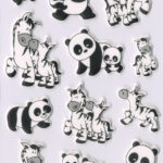 Herma Schuimstickers Pandafamilie en Zebrafamilie