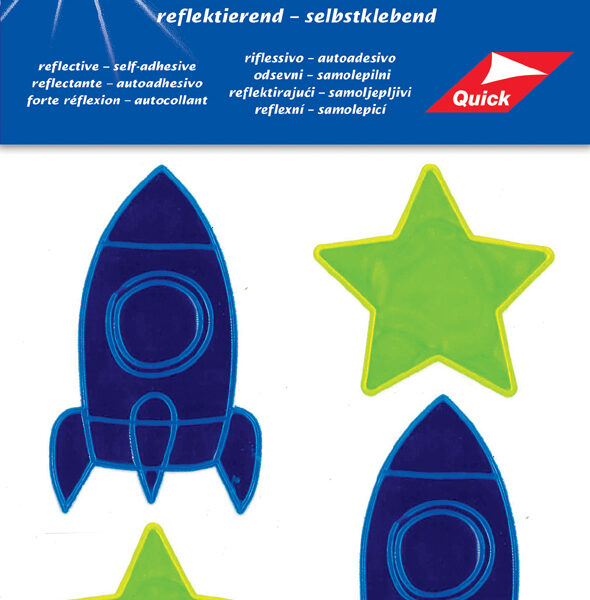 Reflecterende Stickers 'Ster & Raket', geel/blauw
