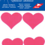 Reflecterende stickers 'Hartjes', neonroze