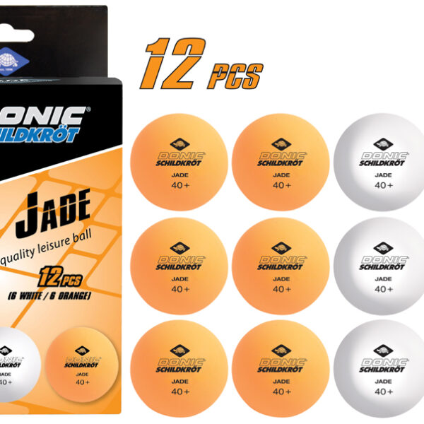 Tafeltennis ballen "Jade", doos met 12 stuks, gemengde kleuren.