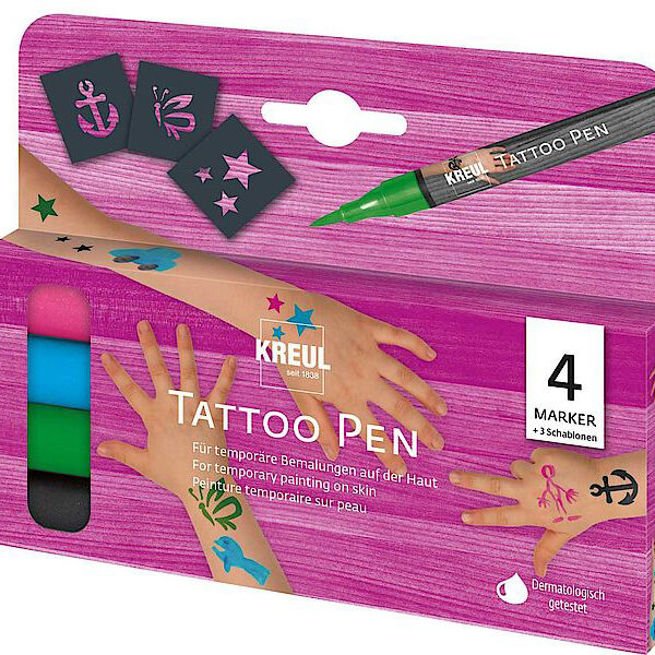 Tattoo stiftset, 4 stuks 'Anker, Sterren, Vlinder'