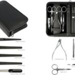 Clauss manicureset, in lederen etui, 10-delig, zwart