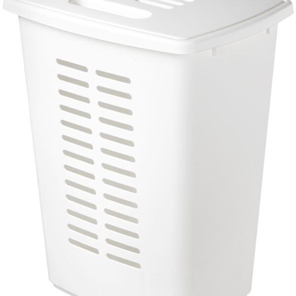 Wasmand met deksel, 60 liter, wit