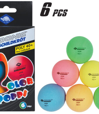 Gekleurde tafeltennisballen, gemengde kleuren.