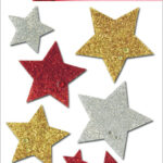 Herma Kerstmis-stickertjes 'Kleurrijke Sterren', glitterend