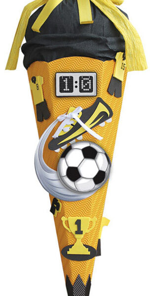 Bastelset schoolkegel 'Voetbal geel/zwart', zeshoekig.