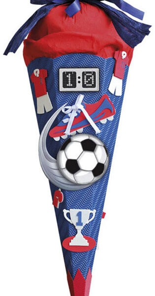 Knutselset voor voetbaltraktatie rood/blauw, zeshoekig, 68 cm.