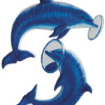 Strijkplaatje voor zelfgemaakte stoffen schooltas, delfijnen.