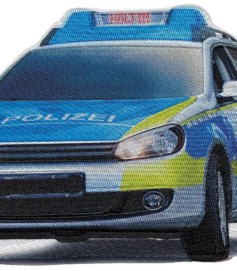 Strijkplaatje voor zelfgemaakte stoffen schooltas, politieagent