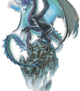 IJsdraken strijkplaatje voor zelfgemaakte stoffen schooltas.