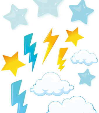 Strijkvlokken voor DIY stoffen schooltassenhanger, Wolkenparadijs