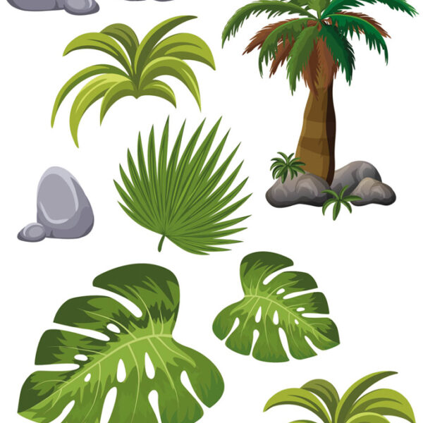 Veerstrijkdecoratie voor zelfgemaakte stoffen schooltas, jungle-thema.