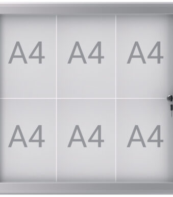 Vitrinekast MAUL, 6 x A4, aluminium