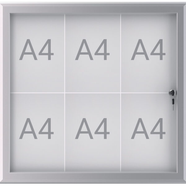 Vitrinekast MAUL, 6 x A4, aluminium