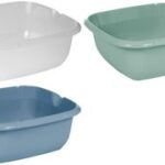 Vierkante natuur-kleurige schaal 'björk' van kunststof, 9 liter