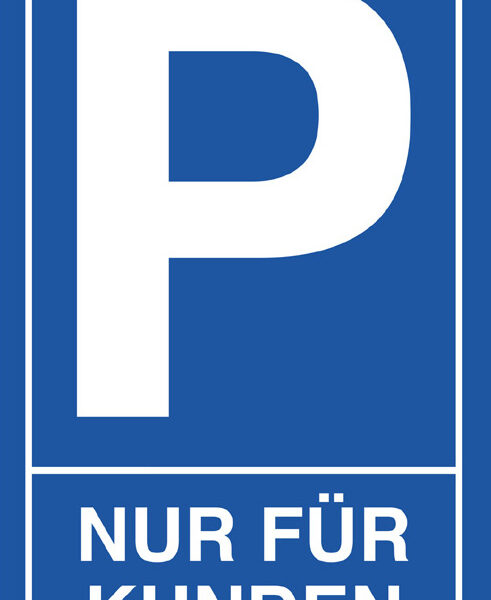 Aanwijsbord 'Parkeerplaats voor klanten', blauw/wit