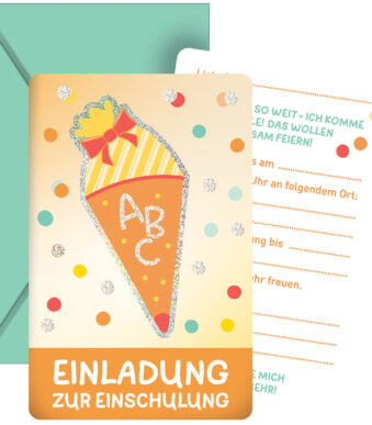 Glitterkaarten voor het begin van de schooltijd