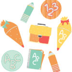 Decoratie mix 'Eerste schooldag', met glittereffect, 60 stuks