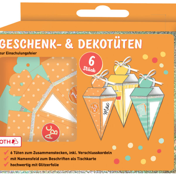 Cadeauzakje 'Voor de eerste schooldag', met glitterlook