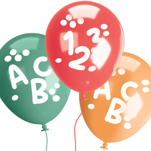 Gekleurde ballon 'Schoolstart', diameter: 250 mm