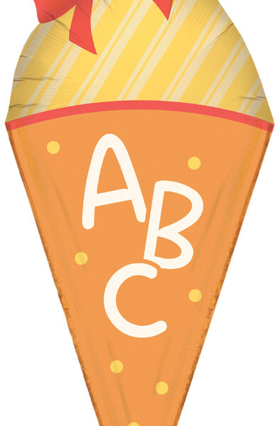 Oranje folieballon 'Eerste schooldag', lengte: 700 mm