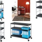 Multifunctionele opbergwagen M, 3 niveaus, zwart / zilver