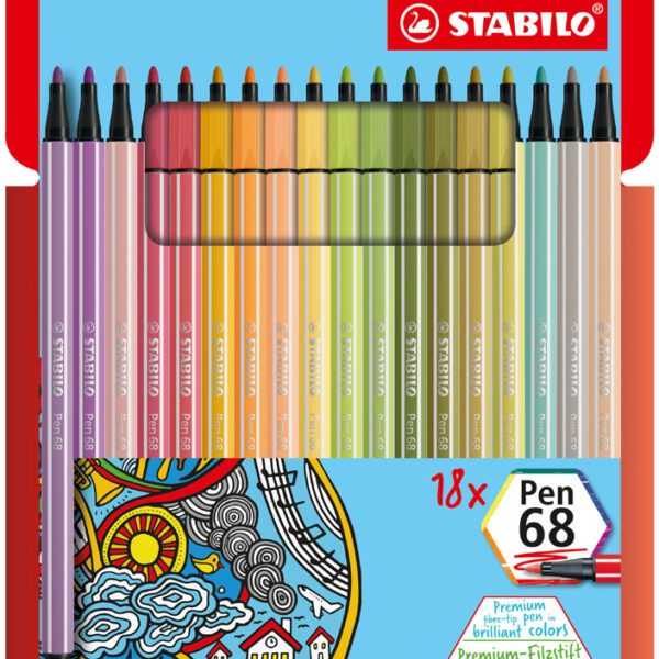 Stabilo stiften voor tekenen, etui met 18 stuks
