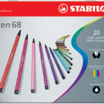 Stabilo viltstiften, 20 stuks metalen etui.