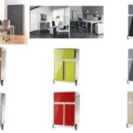 Papierverdeelwagen met uitschuifbak, wit/rood.