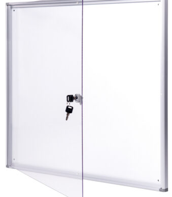 Vitrine-wandbord aluminiumframe smal 6xA4
