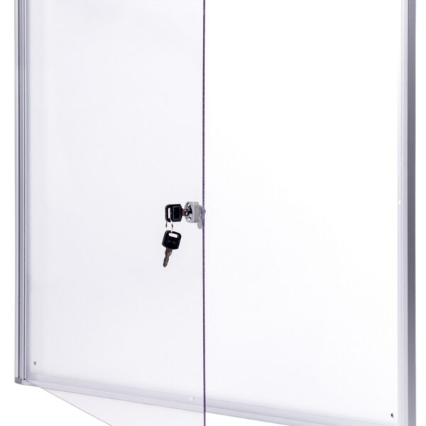 Vitrine-wandbord aluminiumframe smal 6xA4